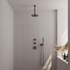 Brauer Gunmetal Edition Ensemble de douche pluie encastré - douche principale 20 cm - bras plafond - 3 boutons lisses - douchette à main 1 fonction - PVD - gunmetal brossé SW715852