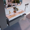 Mondiaz ALAN-DLUX Ensemble de meuble - 130cm - meuble Plata mat - 1 tiroir - Lavabo Cloud Glace suspendu - vasque Gauche et droite - 2 trous de robinet SW805881