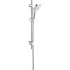 Hansgrohe MySelect Ensemble barre coulissante avec douchette 65 cm. Ø11cm avec 3 types de jets avec flexible de douche et support mural réglable chrome SW547163