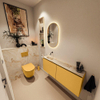 MONDIAZ TURE-DLUX Meuble toilette - 120cm - Ocher - EDEN - vasque Frappe - position gauche - sans trou de robinet SW1102921