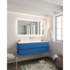 Mondiaz VICA ensemble de meuble de salle de bain - 150cm - meuble sous-vasque jeans - 2 tiroirs - lavabo cloud milieu - sans trou de robinet - miroir LED - version XL 60cm haut SW1098205