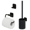 Tiger Colar Set d'accessoires de toilettes - porte-rouleau de papier toilette - sans clapet - porte-balai de toilettes - patère - autocollant - noir SW877224