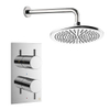 Crosswater MPRO Ensemble de douche de tête encastré - 2 poignées - pomme de douche 30 cm - bras mural - chrome SW1472590
