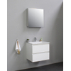 Basic Bella Meuble avec lavabo acrylique avec 1 trou de robinet et armoire de toilette à 1 porte grise 60x55x46cm Flat Pack Blanc haute-brillance SW538698