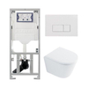QeramiQ Dely Toiletset - 36.3x51.7cm - diepspoel - rimless - Geberit UP320 inbouwreservoir - met Burda frame - softclose toilet zitting - 35mm - glans witte bedieningsplaat - rechthoekige knoppen - glans wit SW1222070