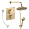Crosswater MPRO Regendoucheset inbouw - 2 hendels - badafvoer - 20cm douchekop - handdouche - glijstang - wandarm - geborsteld messing (goud) SW1472743