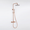 Fortifura Calvi Regendoucheset - thermostatisch - 25cm - hoofddouche - gladde slang - staaf handdouche - PVD - geborsteld koper SW1204398