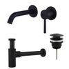 Fortifura Calvi Slim Kit mitigeur lavabo - robinet encastrable - bonde clic clac - siphon design - Noir mat SW915266