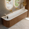 MONDIAZ KURVE-DLUX 170cm Meuble salle de bain avec module 25 G et D - couleur Walnut - 1 tiroir - 2 portes - vasque BIG LARGE centre - sans trou de robinet - couleur Opalo SW1137669