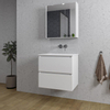 Saniclass Chaci Meuble de salle de bain - 60x46x55cm - lavabo en céramique blanc - 1 vasque - sans trou de robinet - 2 tiroirs - armoire miroir - blanc mat SW856542