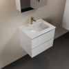 Mondiaz AIVY Ensemble de meuble - 60x45x50cm - 1 trou de robinet - 1 vasque Talc céramique - Centre - 2 tiroirs - avec miroir - MDF Talc SW892215