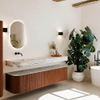 MONDIAZ THOR-DLUX Meuble de salle de bains 190cm arrondi gauche + droite couleur Ruby avec 2 tiroirs et 2 portes. Vasque suspendue CLOUD Gauche sans trou de robinet couleur Glace. SW1466494