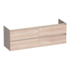BRAUER Inspire meuble de salle de bains sous lavabo 160 4 tiroirs softclose - sans poignée - 2 découpes pour siphon - chêne massif - chêne à lamelles blanc SW1200668