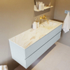 Mondiaz VICA-DLUX ensemble de meuble de salle de bain - 150cm - meuble sous-vasque argile - 4 tiroirs - lavabo encastré nuage droite - sans trous de robinet - version haute de 60cm - frape SW1089196