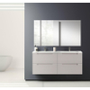 Saniclass Prime Balance Meuble de salle de bain - 120x55x45cm - 2 vasques rectangulaires en céramique blanc - 2 trous de robinet - 4 tiroirs - miroir rectangulaire - mat cotton (beige) SW916238