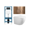 Adema Salina 2.0 Ensemble WC - 48.5x36x32cm - cuvette profonde - sans rebord de rinçage - réservoir encastré QeramiQ - softclose - quickrelease - abattant de WC - plaque de commande métallique cuivrée - boutons rectangulaires - blanc SW1474588