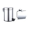 FugaFlow Eccelente Ensemble accessoires pour toilettes - porte-rouleau de papier toilette - avec couvercle - poubelle à pédale - 5 litres - chrome SW1450513