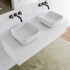 Mondiaz Lagom Meuble salle de bains 130x30.9x45cm Solid Surface Talc 2 tiroirs avec lavabo BINX vasque à poser double Gauche et droite sans trous de robinet SW409094