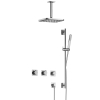Hotbath Gal IBSGL70 Ensemble de douche thermostatique encastré - 2 robinets d'arrêt - bras plafond de 15 cm - pomme de douche carrée de 22 cm - douchette à main - barre de douche - chrome SW656415