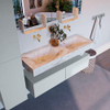 Mondiaz ALAN-DLUX Ensemble de meuble - 130cm - meuble Clay mat - 2 tiroirs - Lavabo Cloud Frappe suspendu - vasque Gauche et droite - 0 trous de robinet SW805772