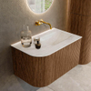 MONDIAZ KURVE-DLUX 75cm Meuble salle de bain avec module 25 G - couleur Walnut - 1 tiroir - 1 porte - vasque GRUNNE droite - sans trou de robinet - couleur Ostra SW1137788