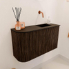 Mondiaz JOYA 71.6cm toiletmeubel - ronding links kleur Walnut - Wastafel FAYE positie Rechts Zonder kraangat kleur Urban. SW1421419