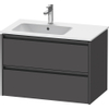 Duravit ketho meuble avec 2 tiroirs pour lavabo à gauche 81x48x54.9cm avec poignées anthracite graphite mat SW773005