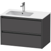 Duravit Ketho.2 Wastafelonderbouwkast - met 2 laden - voor waskom links - 81x48x54.9cm - met grepen antraciet - grafiet mat SW773005