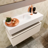 Mondiaz ANDOR Meuble lave-mains 80x30x30cm avec 1 trou de robinet 1 tiroir Linen mat Lavabo Lex Centre Solid Surface Blanc SW474200