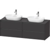 Duravit Ketho.2 Wastafelonderbouwkast - inclusief consoleplaat - met 4 laden - voor dubbele waskommen - 160x55x56.8cm - met handgrepen antraciet - grafiet supermat SW771835