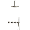 Hotbath Cobber @Work Regendoucheset - inbouw - 15cm plafondarm - 30cm ronde hoofddouche - staafhanddouche - Geborsteld nikkel SW678068