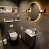 Mondiaz Fowy Meuble de toilette - 40x50x23cm - urban mat - 1 trou de robinet - lavabo à gauche - 1 porte - solid surface - plan MDF - lavabo : Blanc / Noir SW760831