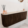 Mondiaz JOYA-DLUX 111.6cm toiletmeubel - ronding links kleur Walnut - Wastafel FAYE positie Rechts 1 kraangat kleur Frappe. SW1422312