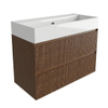 Saniclass Holz Atelier Badkamermeubelset - 100x45x72cm - Legend keramische wastafel wit - 1 wasbak - 2 kraangaten - 2 lades - mat walnut pure (hout) SW1478498