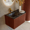 Mondiaz KURVE-DLUX Ensemble de meuble de salle de bains - 75x46x40cm - 1 tiroir - 1 porte - lavabo solid surface - gauche - 1 trou de robinet - Ruby SW1416090