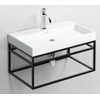 Clou Wash Me Meuble salle de bains 70x38x42cm Noir mat Lavabo céramique blanc brillant avec robinet Xo 12 et bonde non-obturable et siphon chrome SW536619