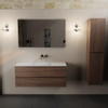 Mondiaz AIVY Ensemble de meuble - 120x45x50cm - 0 trous de robinet - 1 vasque talc Solid surface - Centre - 2 tiroirs - avec miroir - Melamine Mocha SW892385