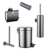 Fortifura Calvi Toiletset 5-delig - toiletrolhouder - reserverolhouder - toiletborstelhouder - handdoekhaak - pedaalemmer - Geborsteld Gunmetal PVD SW1478230