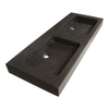 Saniclass Black Spirit lavabo pour meuble 120cm 2 lavabo(s) sans trou pierre naturelle noir SW24897