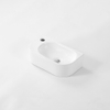 FugaFlow Eccelente Pietra Fontaine - 40x22x12cm - Gauche - Lisse - Demi-ronde - 1 trou de robinet - Céramique - Blanc Brillant SW1469138