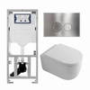 QeramiQ Dely Swirl Ensemble WC- 36.3x51.7cm - Réservoir encastré Geberit UP320 - Abattant 35mm - Plaque de commande en inox- Boutons ronds - Blanc brillant SW1138659