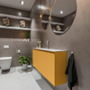 MONDIAZ TURE Toiletmeubel 120x23x50cm met 1 kraangaten 2 deuren ocher mat Wastafel Eden midden Solid Surface Wit SW475070