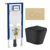 QeramiQ Dely Pack WC - 36.3x51.7cm - à fond creux - sans bride - réservoir encastré Geberit UP720 - abattant WC softclose 35 mm - plaque de déclenchement taupe - boutons ronds - mat beige SW1428181
