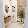 Mondiaz JOYA-DLUX 71.6cm toiletmeubel - ronding links kleur Oak - Wastafel FAYE positie Rechts 1 kraangat kleur Lava. SW1422116