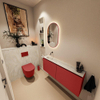 MONDIAZ TURE-DLUX Meuble toilette - 120cm - Fire - EDEN - vasque Ostra - position gauche - sans trou de robinet SW1104826