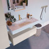 MONDIAZ ALAN - DLUX Ensemble meuble de salle de bains - 100cm - meuble bas - Linen - 1 tiroir - lavabo suspendu - vasque au centre - 1 trou de robinet - Opalo SW806443