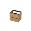 INK Wastafelonderkast - 60x45x52cm - 2 lades - greeploos - met houten keerlijst - MDF - Blank eiken SW1239082