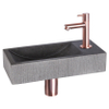 Differnz Ribble fonteinset – 38x18x8 cm – natuursteen zwart – rechte geborsteld koperen kraan SW705446