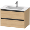 Duravit Ketho.2 Wastafelonderbouwkast - met 2 laden - 81x48x55cm - met grepen antraciet - natuur eiken mat SW772780