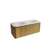 Royal Plaza Terra Ensemble meuble de salle de bains - 120x47x46cm - vasque en céramique blanc brillant - 2 vasques - sans trous de robinet - 2 tiroirs - sandwood (chêne clair) SW1441221